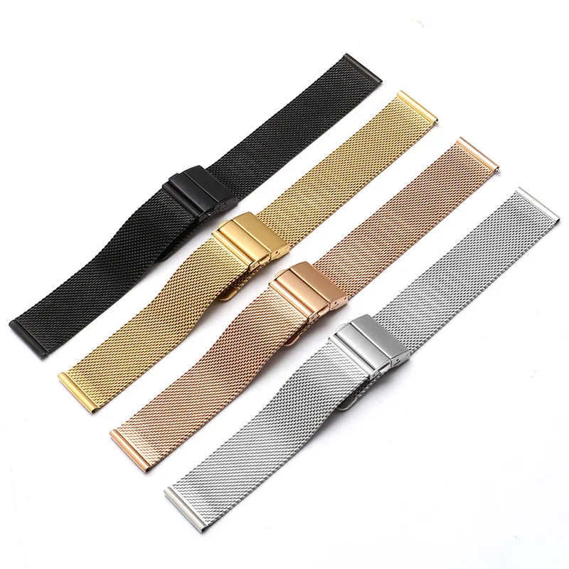 Metal  Mesh Milanese Stainless Steel Watch Band Strap Replacement with Adjustable Butterfly buckle