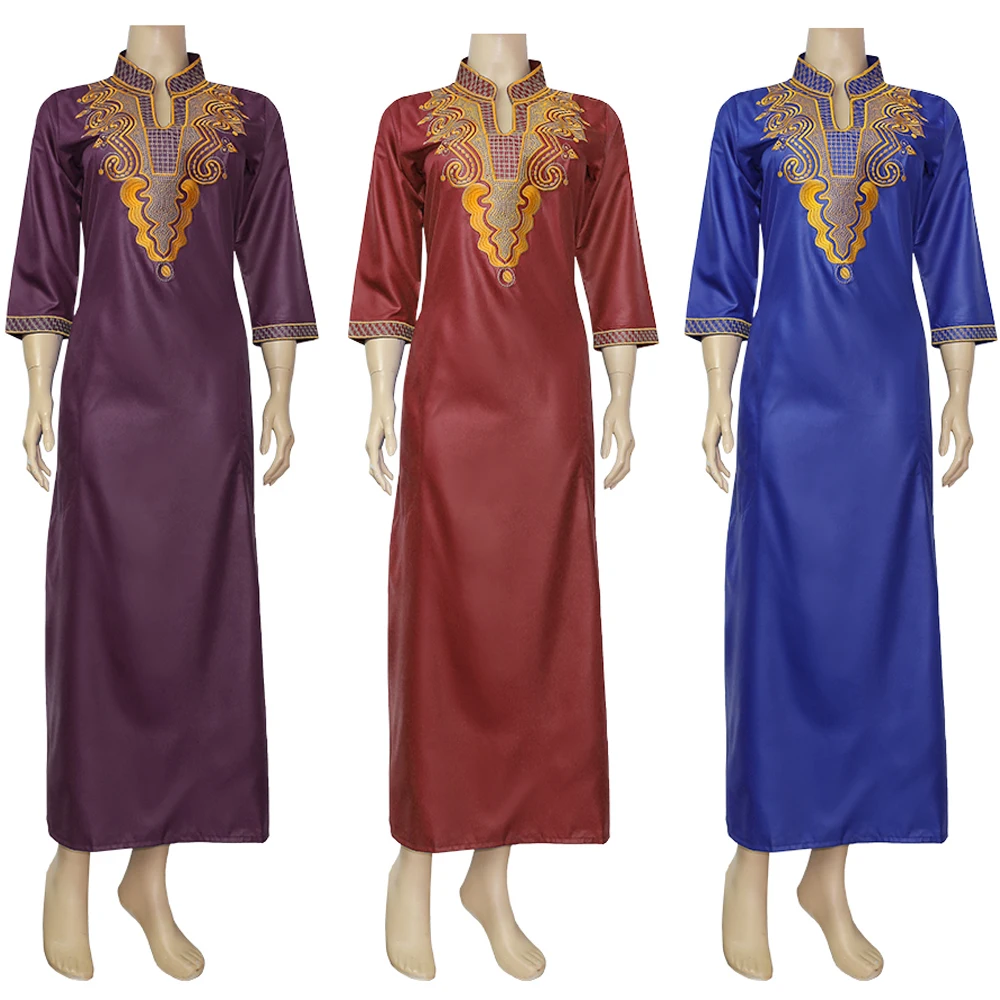 
 South African Traditional Wear Dashiki Maxi Dresses For Women Gold Embroidery Lady Dress Wedding Party Robe Plus Size Clothes  