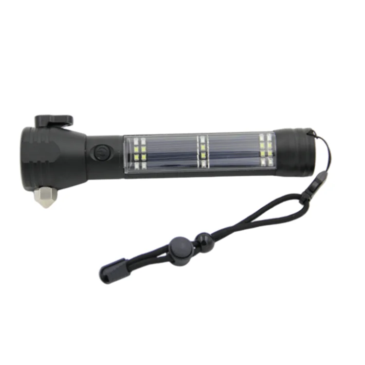 2000mAh rechargeable lithium battery solar power aluminum multi-functional flashlight and power bank