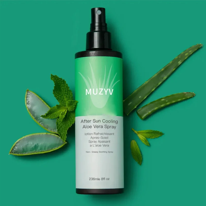 Private label sunburn relief moisturizing after sun cooling aloe vera spray for face body