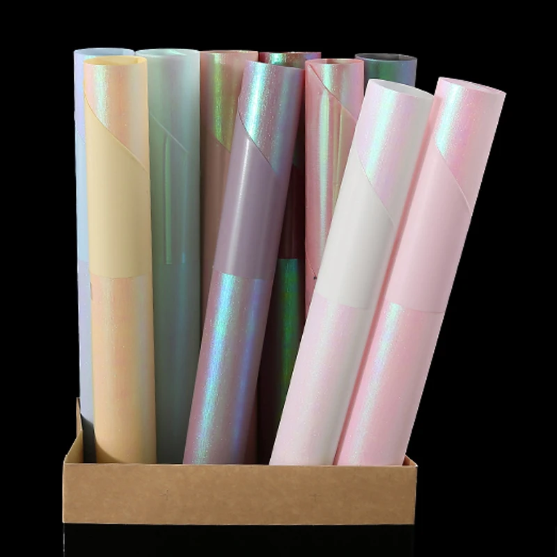 Пользовательская блестящая печатная упаковочная бумага Яркая Цветная для