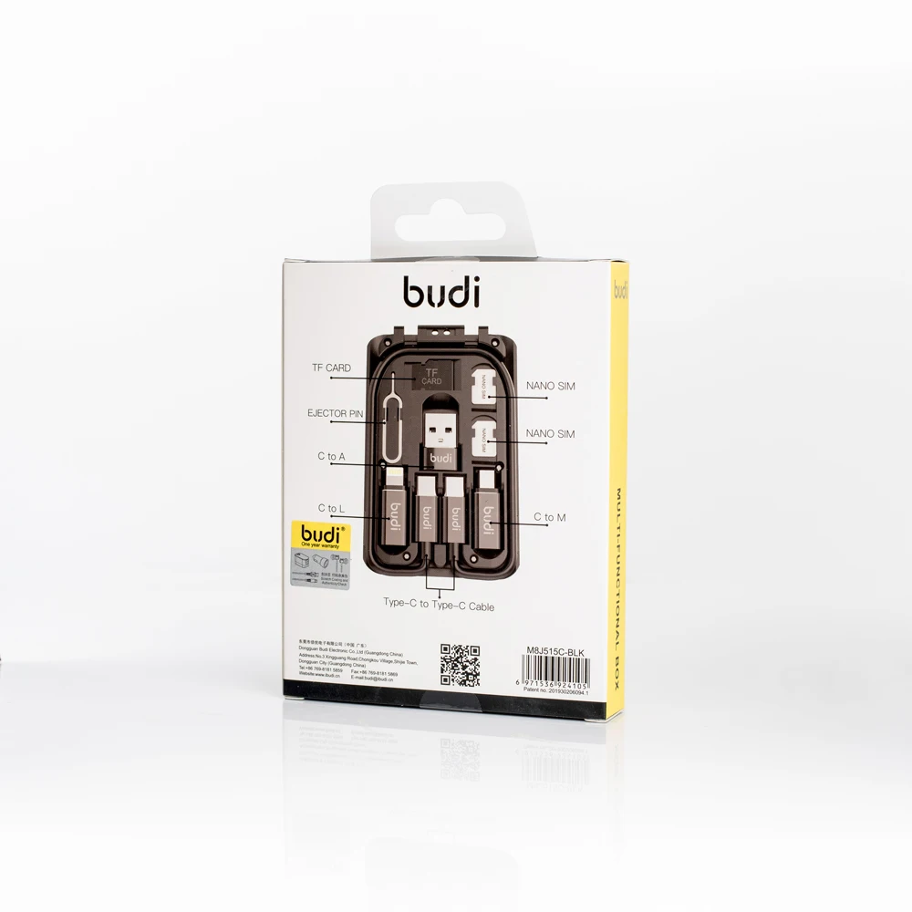 budi oem factory hot selling gift multifunction charger cable dual input 3 in 1 charging cable type c to type-c micro usb cable