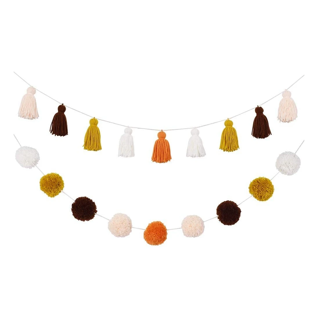 Amazon для малышей в стиле «Бохо баннер Настенный декор 2 шт пряжа помпон шарики с витым орнаментом из венков для детской спальни
