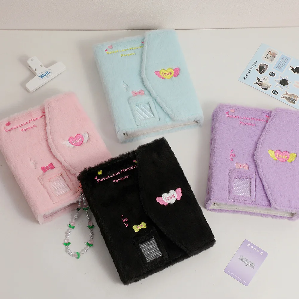 MN A5 Plush Embroidery Cover Photocards Binder Photos Cards Book Instax Mini Collect Scrapbooking Scrap Book Album