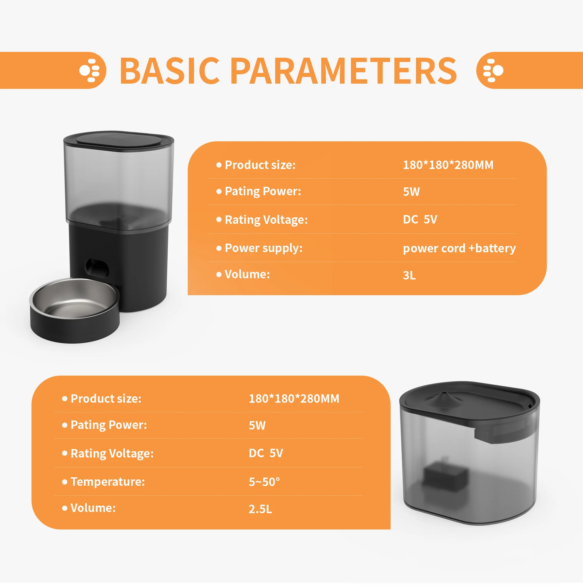 Automatic Cat Feeder 3L Timed Dog Feeder Intelligent WiFi Cat Feeder with Voice