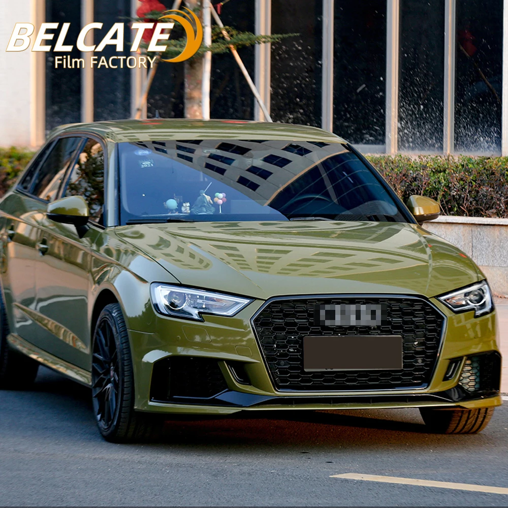 Factory wholesale 1.52*18m PET Crystal Fighting Green car wrap vinyl stickers Vehicles auto film