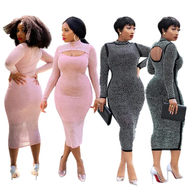 S 4XL 5XL Открытое Платье макси с открытой спиной облегающее сексуальное Клубное платье 2021 плюс размер вечернее платье для ночного клуба Женская Осенняя одежда