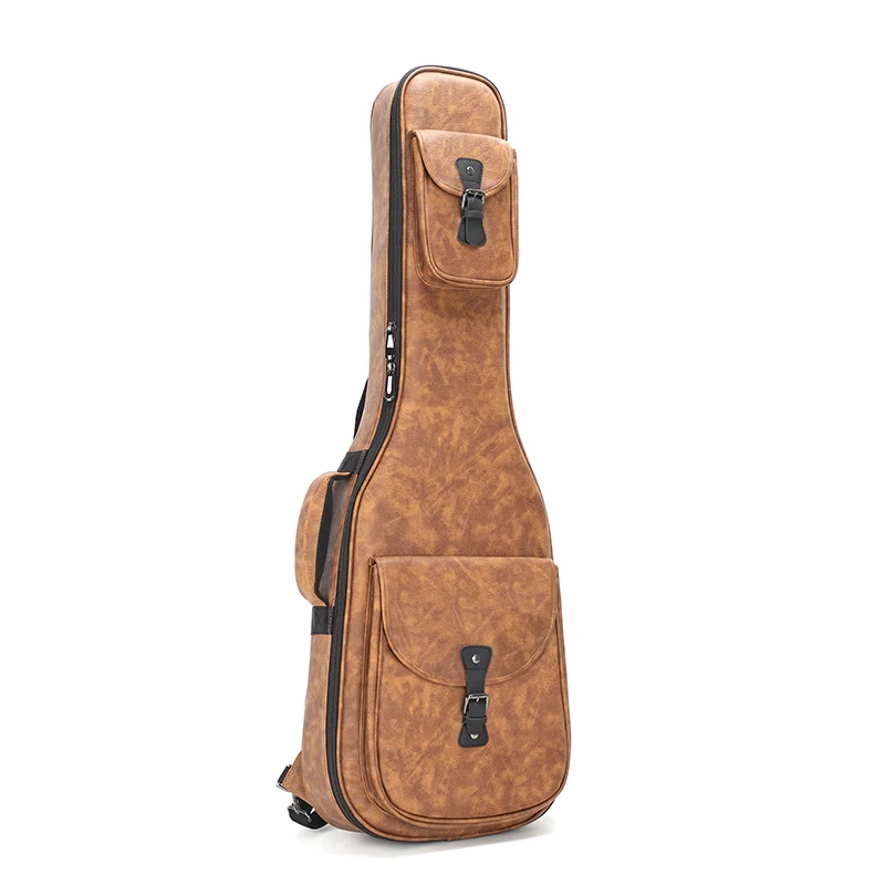GB18 Rm Rainbow music OEM custom guitar case bag  brown leather durable adjustable soft straps electric Guitar bag gig bag