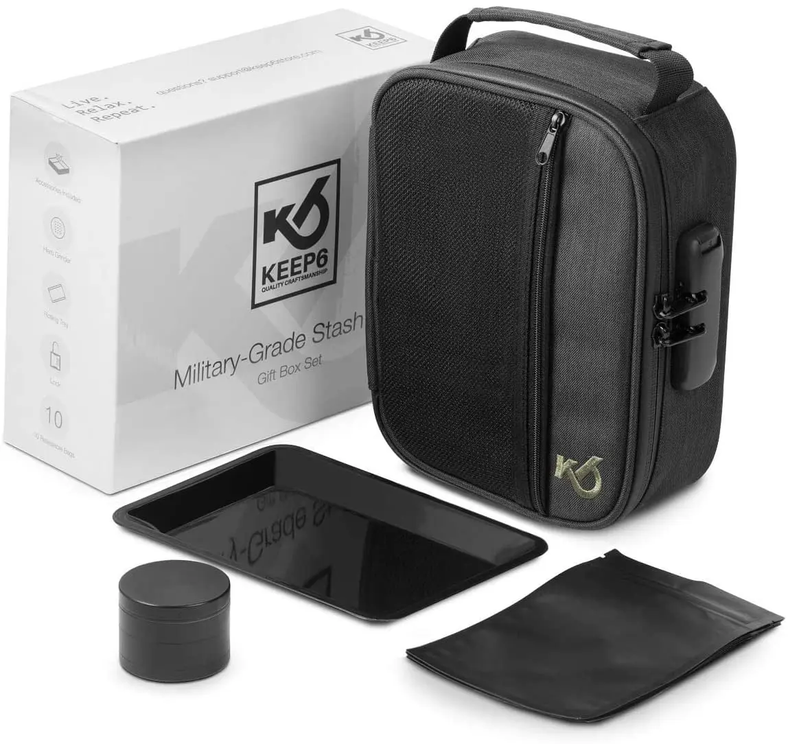 
Custom Portable Tote Smelly Pouch Carbon Lined Stash Odor Proof Bag Smell Proof Case With Lock, Smell Proof Bag with Grinder 