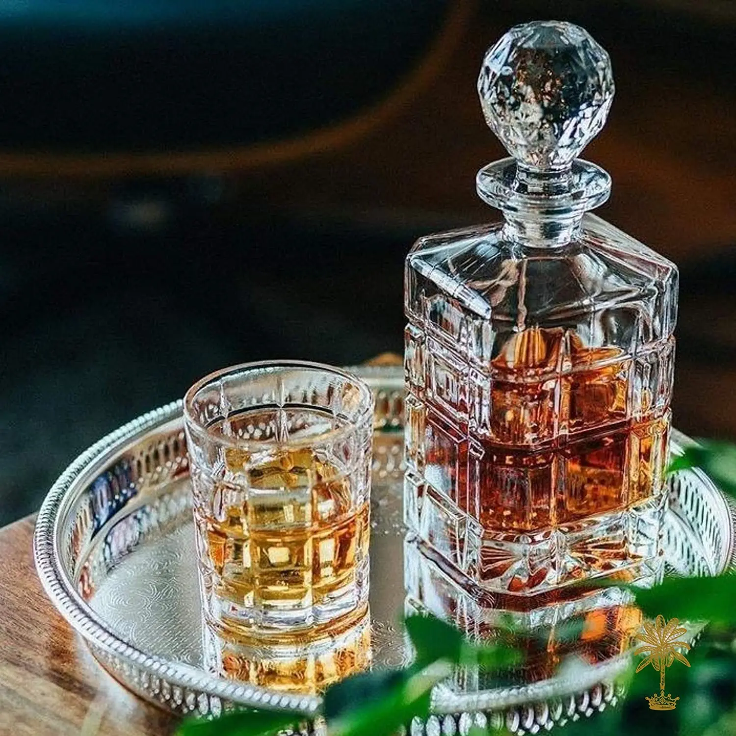  Amazon Hot Sale Wholesale Square Liquor Crystal Whiskey Decanter Set for Tequila Vodka