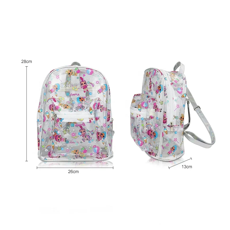 OEM Girls Stylish Mini PVC Custom Clear Drawstring Backpack For Kids
