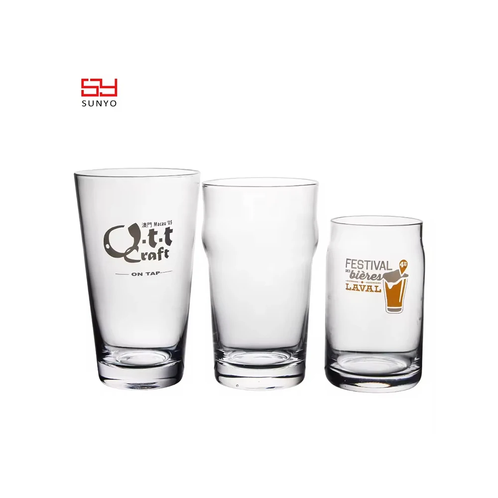 Sunyo Handmade Lead Free Crystal clear glass Pint Beer Glass And Half Pint Beer Glass