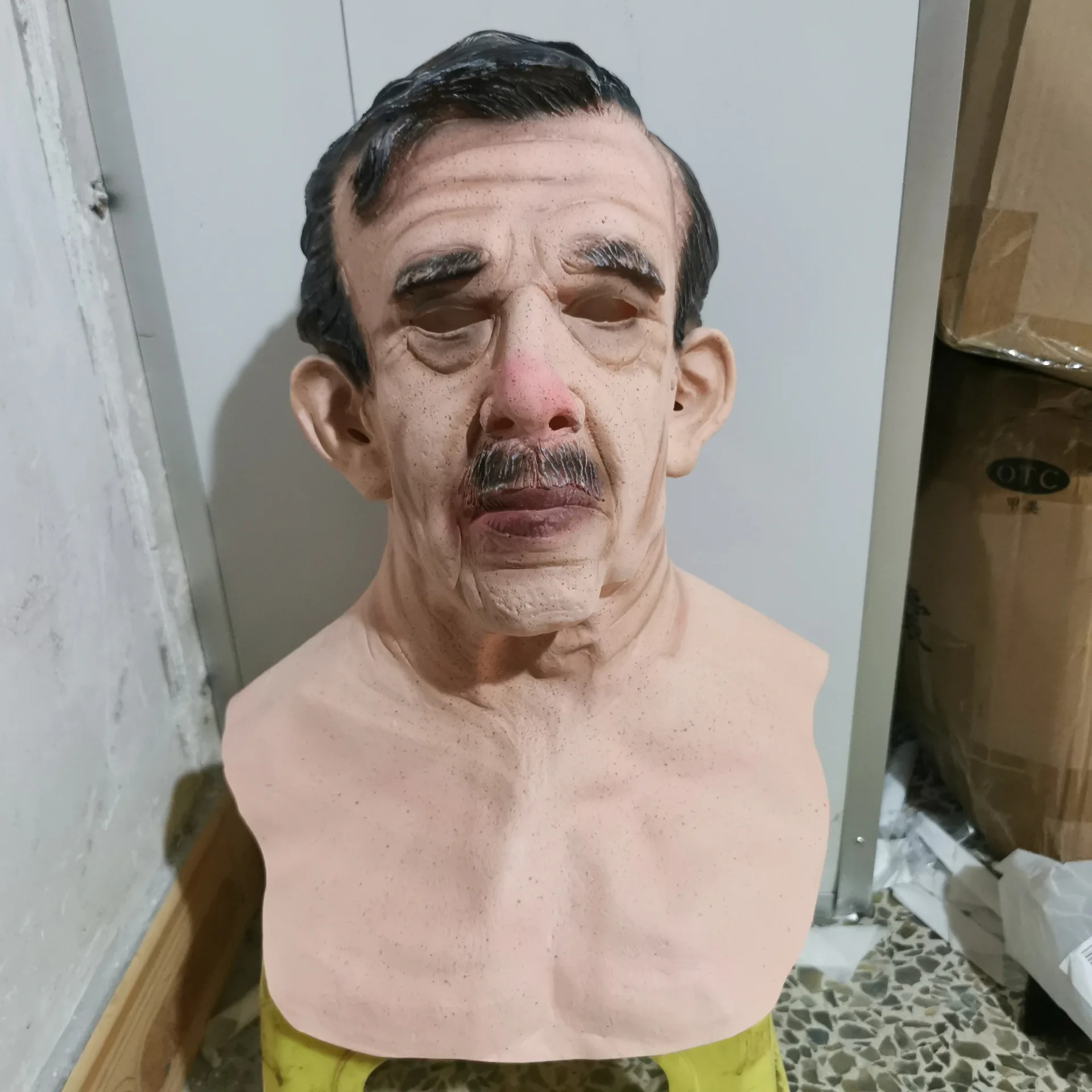 Halloween Mask White-haired Old Women Man Horrific Human Funny Creepy Scary Full Head Latex Realistic Mask