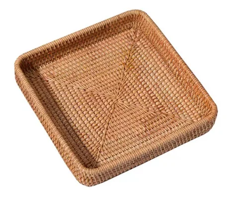 Wicker Bread Baskets Fruit Vegetable Bowl Food Storage Organizing Kitchen Desk Countertop Rattan Round Handmade woven Basket