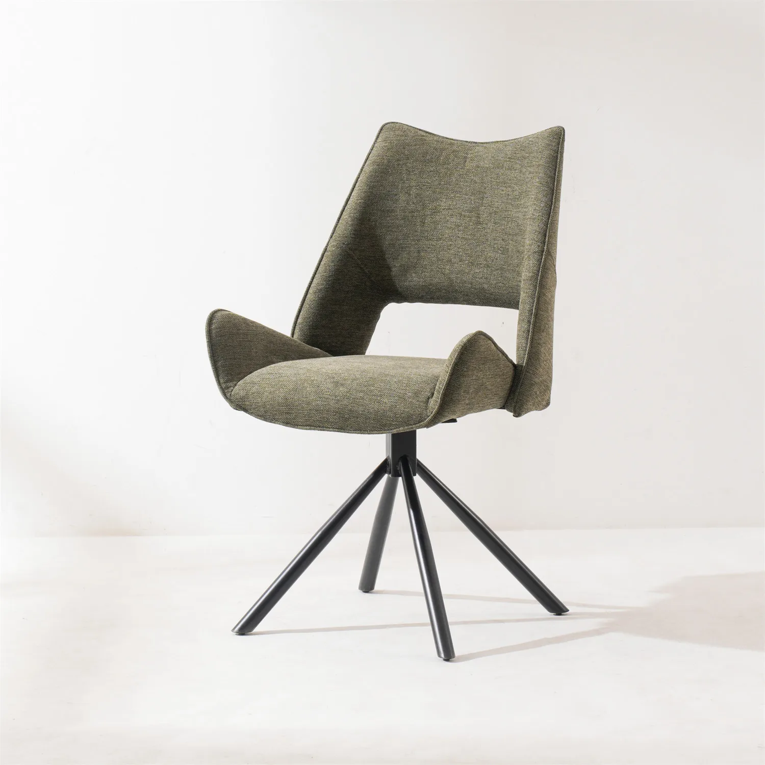 Wholesale Modern Furniture Elegant Dark Gray Fabric Upholstery Swivel Armrest Tub Luxury Grey Velvet Rotating Dining Room Chairs