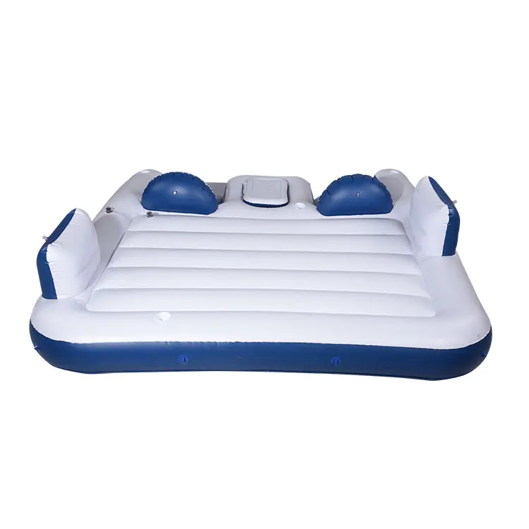 Four People square Floating Island Backrest Floatie Inflatable Floating Platform Inflatable Pool Float