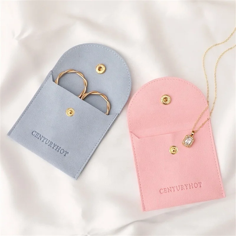 YCX Factory Custom Microfiber Suede Jewelry Earring Ring Pouch Envelope Velvet Packaging Bag Embossed Logo For Jewelry
