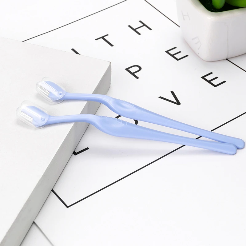 Girl Makeup Tools Mini Classical Anti-Slip Staight Handle Plastic Women Eyebrow Razor