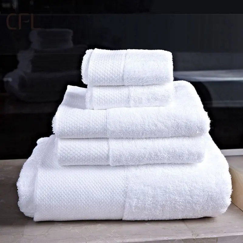 Luxury Towel custom hotel bath towels 5 star  100% cotton White Bath hand face Towel set with Custom Embroidery Logo