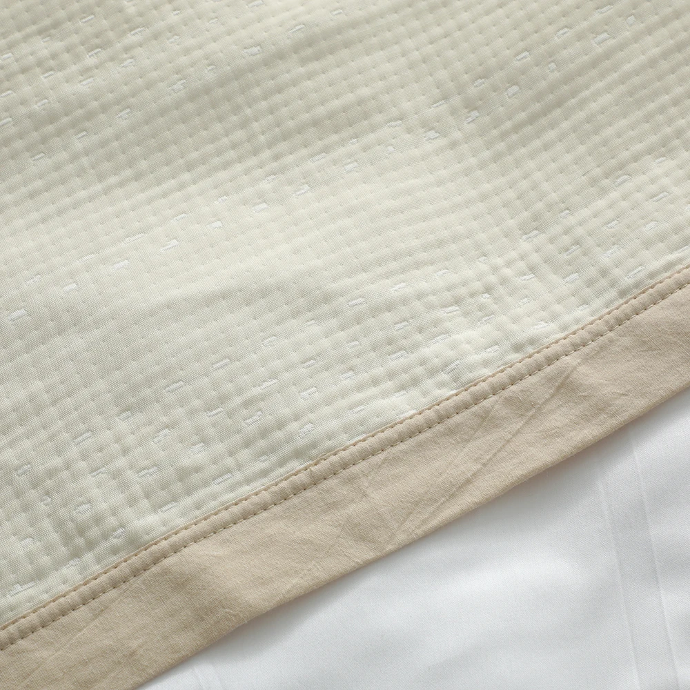 beige vertical stripe satin trim clementine twin size bed couch blanket fiesta cool cotton all season