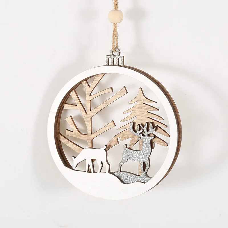 Christmas Elk Pendant Log Cutout Christmas Tree Pendant