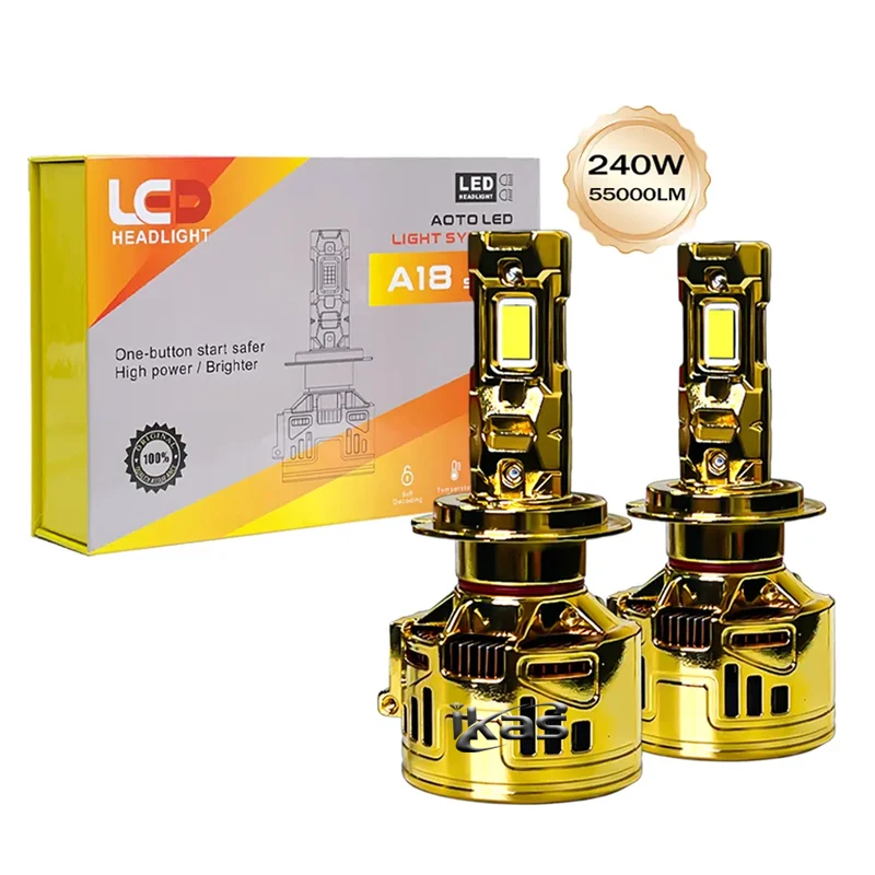 Cheap Factory Price 240W 2 Coppers Tubes H4 H7 Led Car Headlight Bulbs 55000lm 9005 hb3 9006 hb4 H1 Automotive Led Headlights