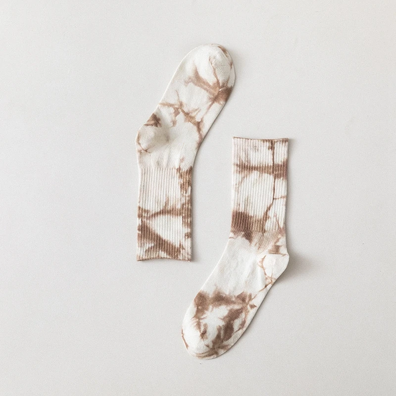 20 Colors In Stock Crew Oem Wholesale Cheap Tie Dye Unisex Socks Cotton Polyester Spandex Sports Sock Factory Direct Supply