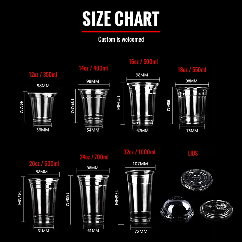 Logo Branded Print 12oz 16oz 24oz 32oz Sealable Coffee Juice Smoothie Clear PET Plastic Cup For Bubble Tea
