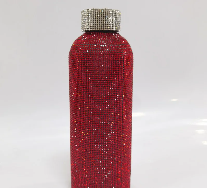 Small mouth bottle diamond-encrusted thermos cup sports bottle diamond fat thermos cup