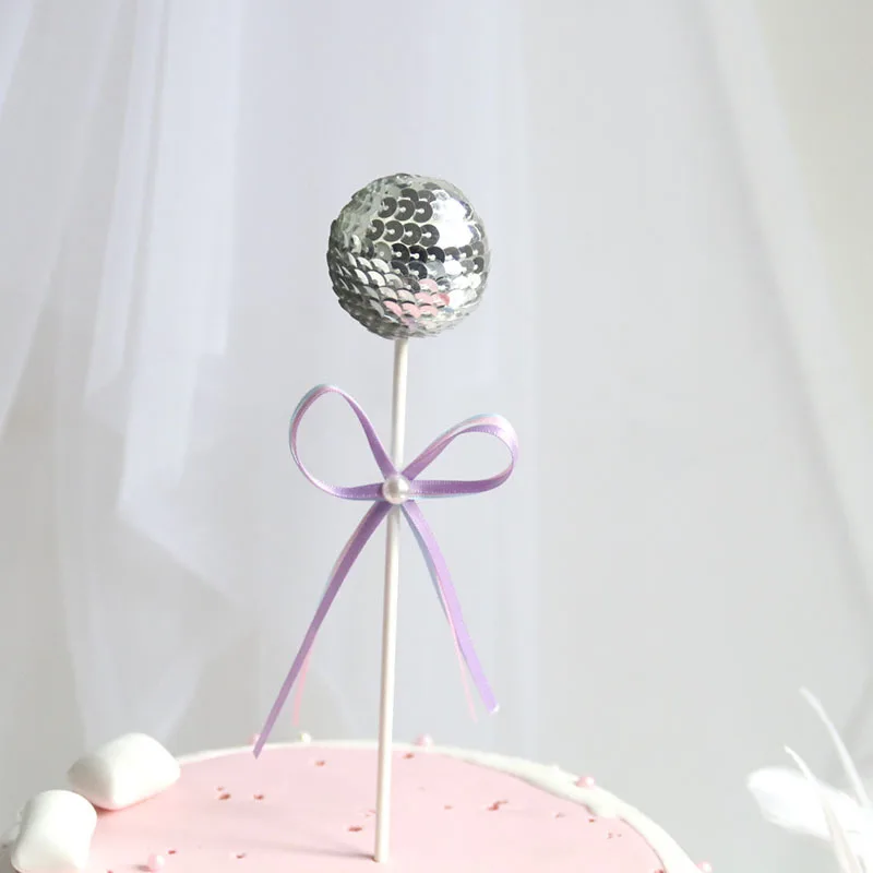 Lollipop cake decoration, party creative dessert table decoration, pink blue romantic sequins