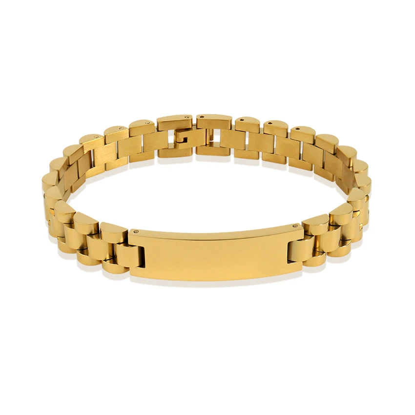 Hip Hop Punk Jewelry Thick Stainless Steel Chain Bracelet Luxury 18k Gold Waterproof Watch Band Bracelet for Women Men