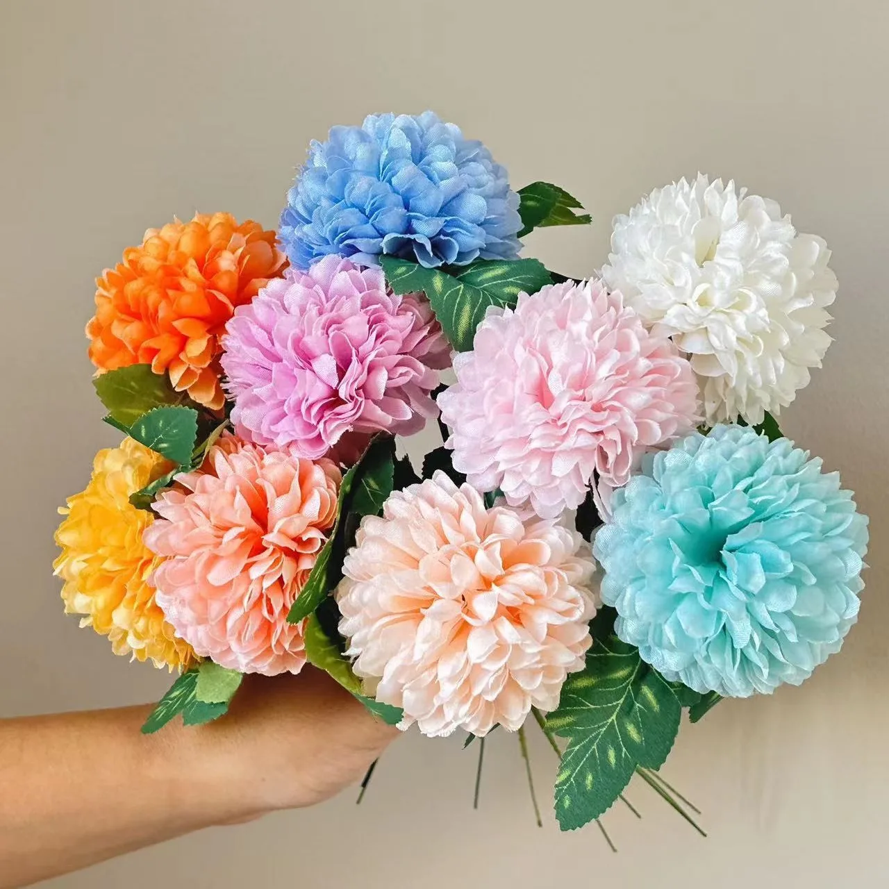 Hot Sale Cheap Single Stem Silk Ball Chrysanthemum Artificial Dandelion Flowers