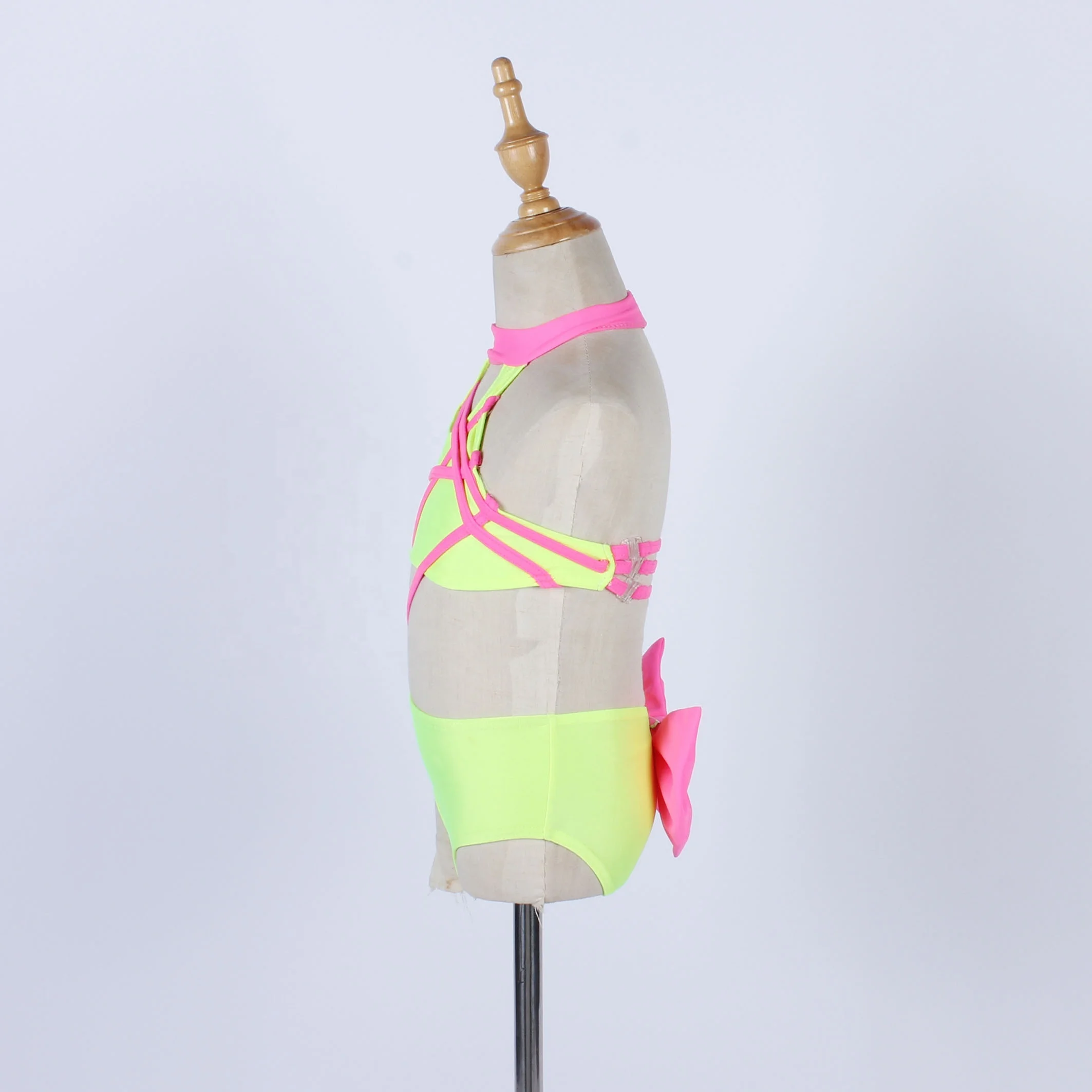 yellow pink performance leotard exercise practise dance stage performance unitard Artistic Gymnastics dance wear