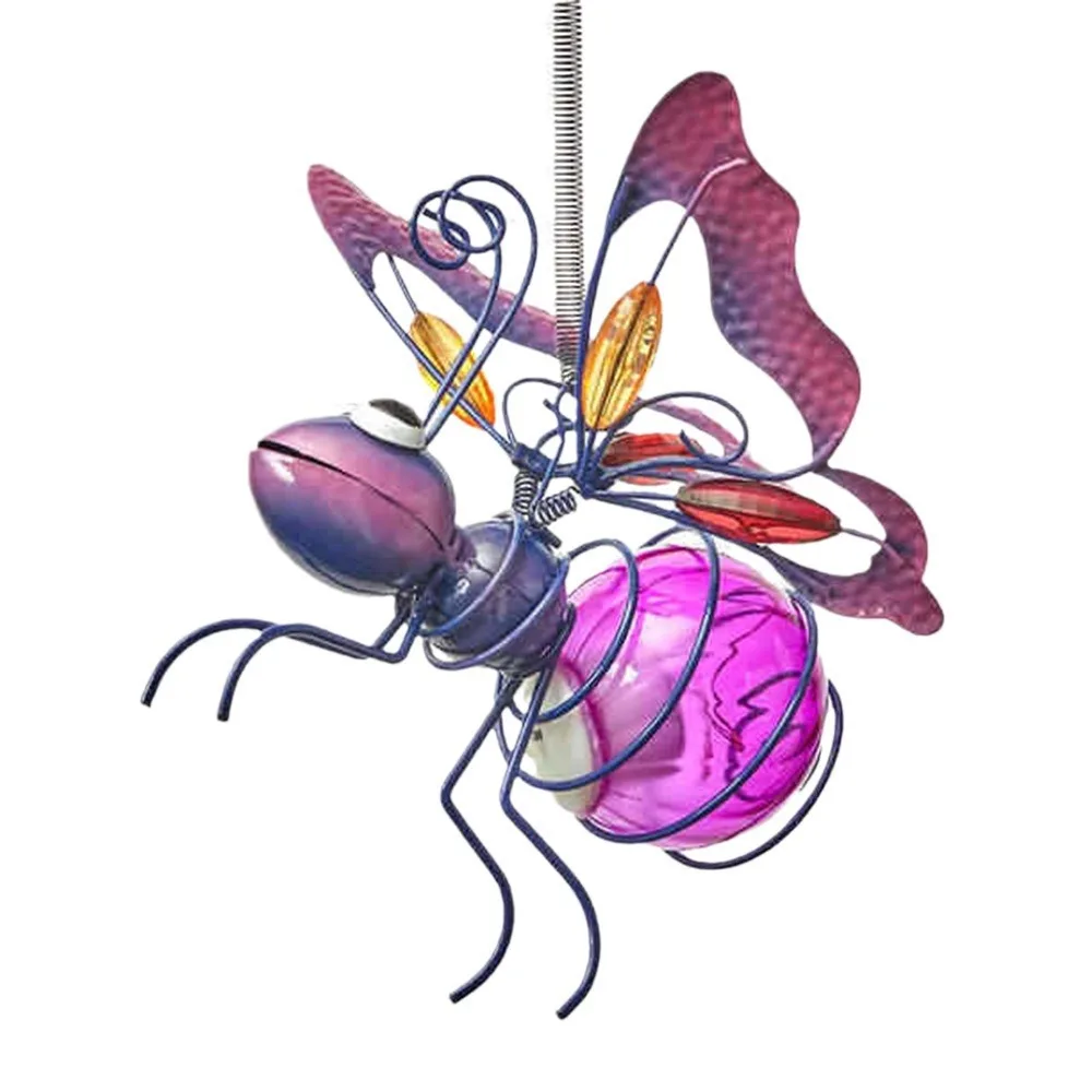 Solar-Powered Hanging Metal Ladybug Light Garden Decor Lady Sculpture With Bouncy Springs Summer Outdoor Art Decorations W24-688