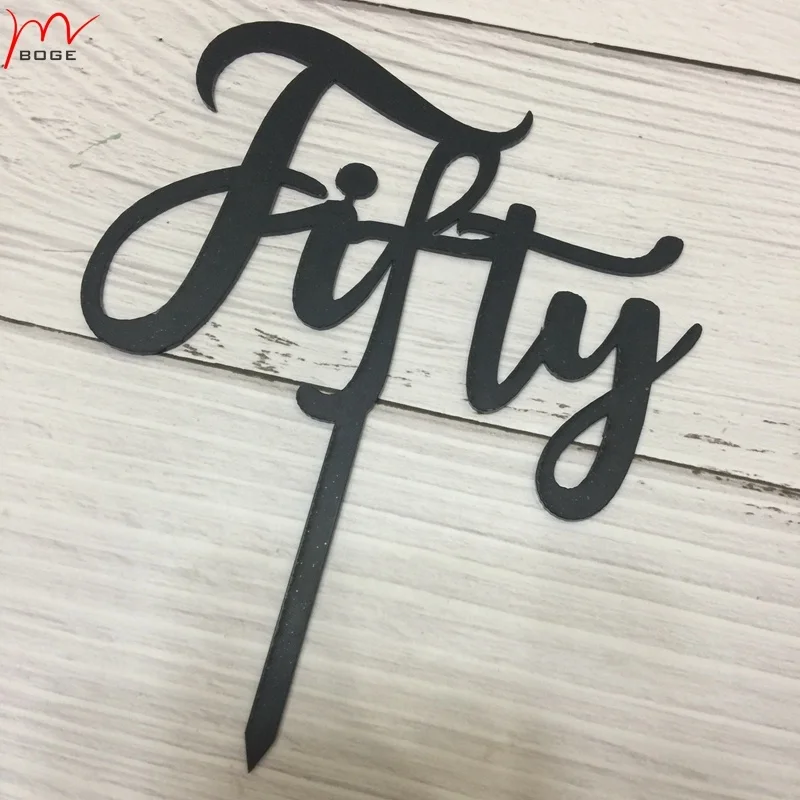 black number cake topper for anniversary or birthday acrylic cake topper
