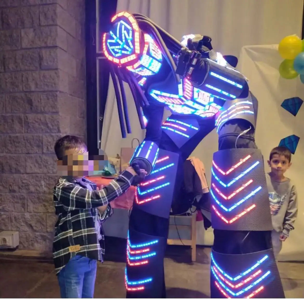 LED Robot Costume Clothes Light Up Stilts Walker Clothing Full Color Pixel Helmet Laser  LED Luminous Jacket Suit