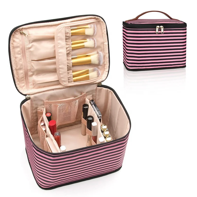 Colorful Travel Makeup Bag Large Cosmetic Case Make Up Organizer For Women Artist Storage Bag with Adjustable Dividers