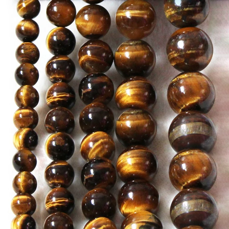 Wholesale natural gemstone beads 6mm to 20mm smooth round loose brown tiger eye beads for DIY jewelry making
