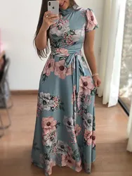 wholesale factory summer boho style sublimation printing woman Clothes casual lady elegant dresses women Floral dress