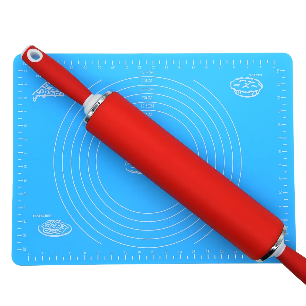 High Quality Baking Tools Nonstick Roller Pin Silicone Rolling Pin Pastry Mat Tool Set Kneading Pad Pastry Mat Tool Set