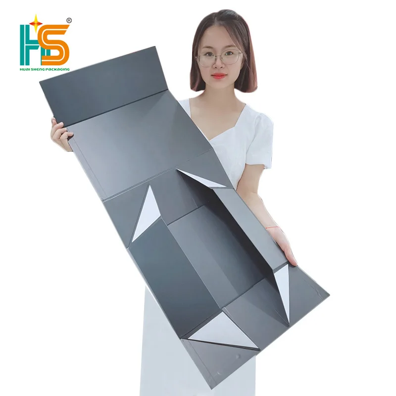 Custom Printed Fancy Cardboard Magnetic Folding Luxury Folding Magnetic Gift Box Red Paperboard Customized 5 7 Days Folders HS