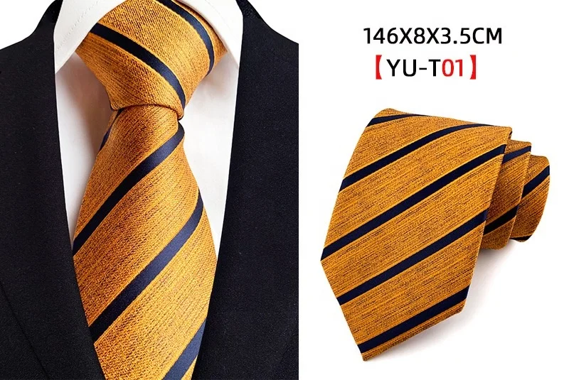 2023 New 8cm Men Polyester Jacquard Necktie Stripe Tie Formal Dress Accessories Professional Business Bridegroom Tuxedo Necktie