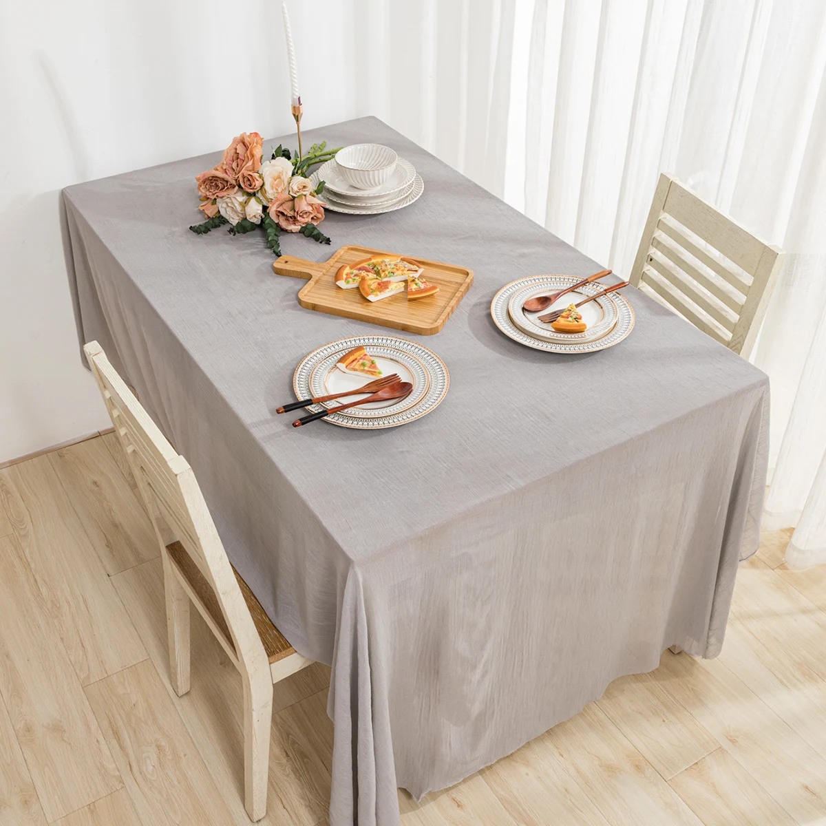 Super soft solid table cloth white light green grey stain table path for wedding banquet garden party decorative