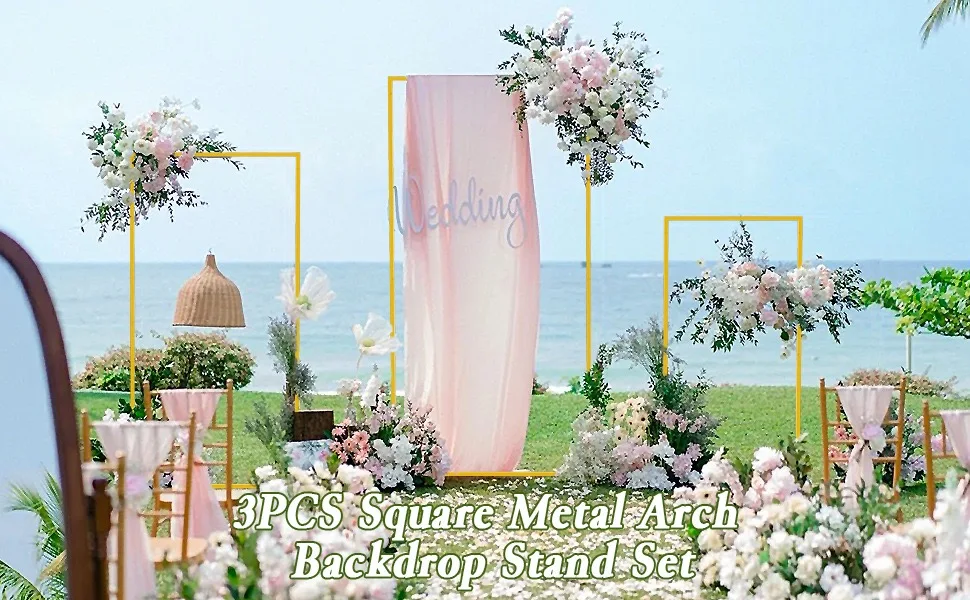 Gold metal rectangular wedding arch backdrop stand for Ceremony Party Birthday Baby Shower Anniversary Balloon Decoration