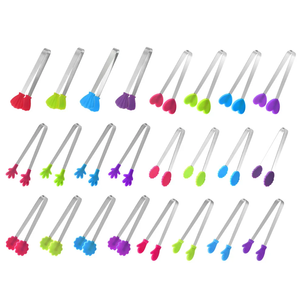 Stainless Steel Silicone Palm Shape Mini Ice Clip Ice Coffee Milk Tea Shop Sugar Clip Small Food Clip