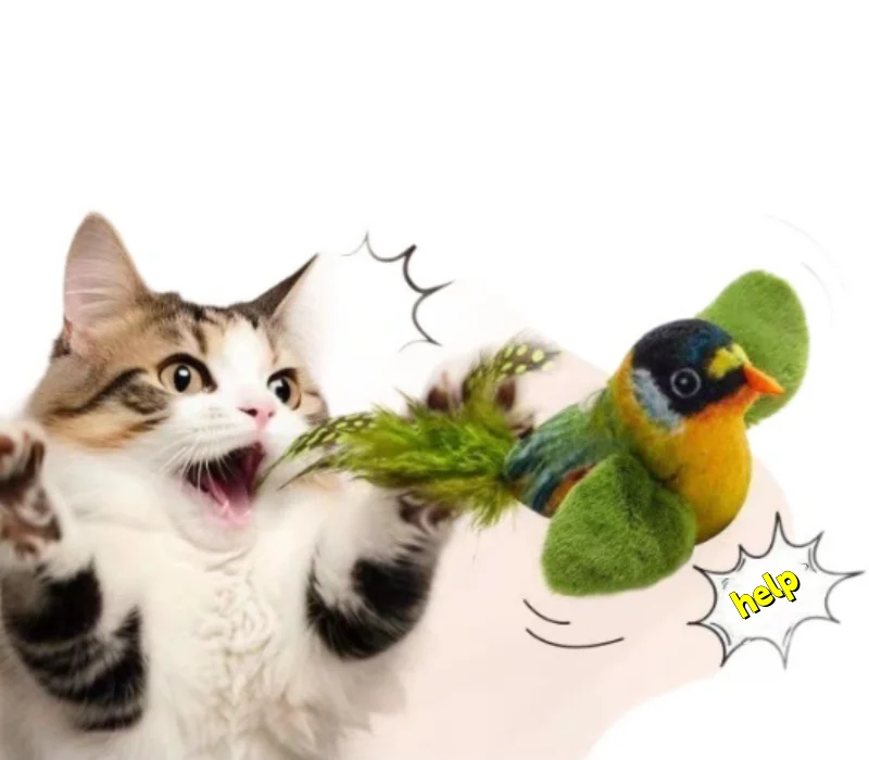 Yoyo New Pet Cats Play Toy Simulated Bird Natural Pet Toys Can Be Paired With Hanging Sound Plush Bird Called Toys For Cats