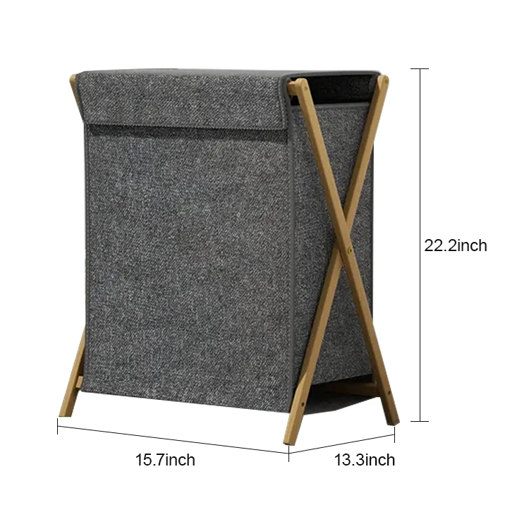 Naduo Collapsible Laundry Hamper Bamboo Foldable Laundry Basket with Lid and Handles