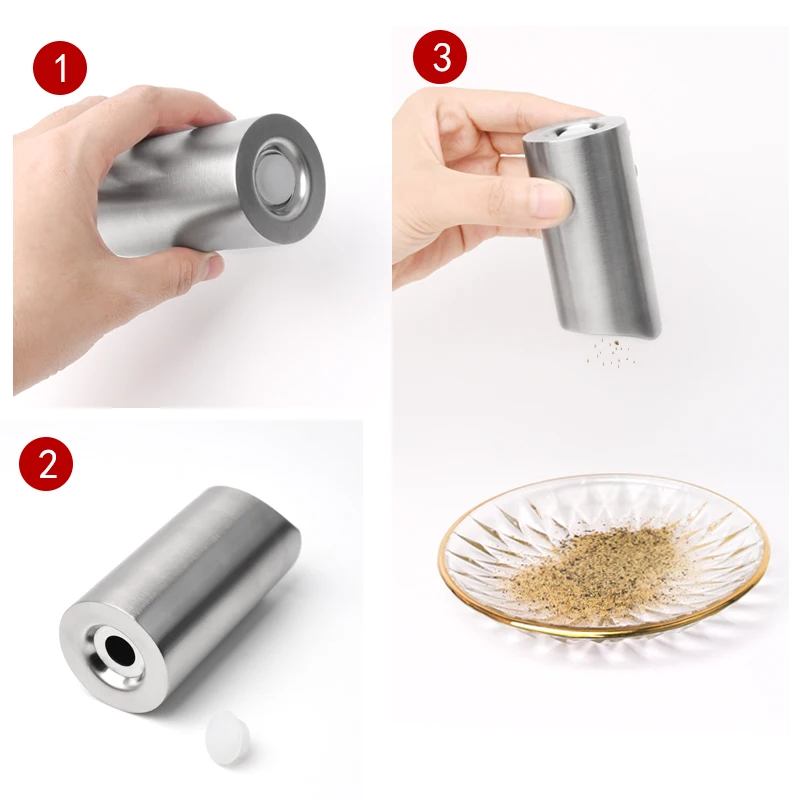 Stainless Steel Logo Customized Kitchen Spice Pepper Salt Seasoning Shaker