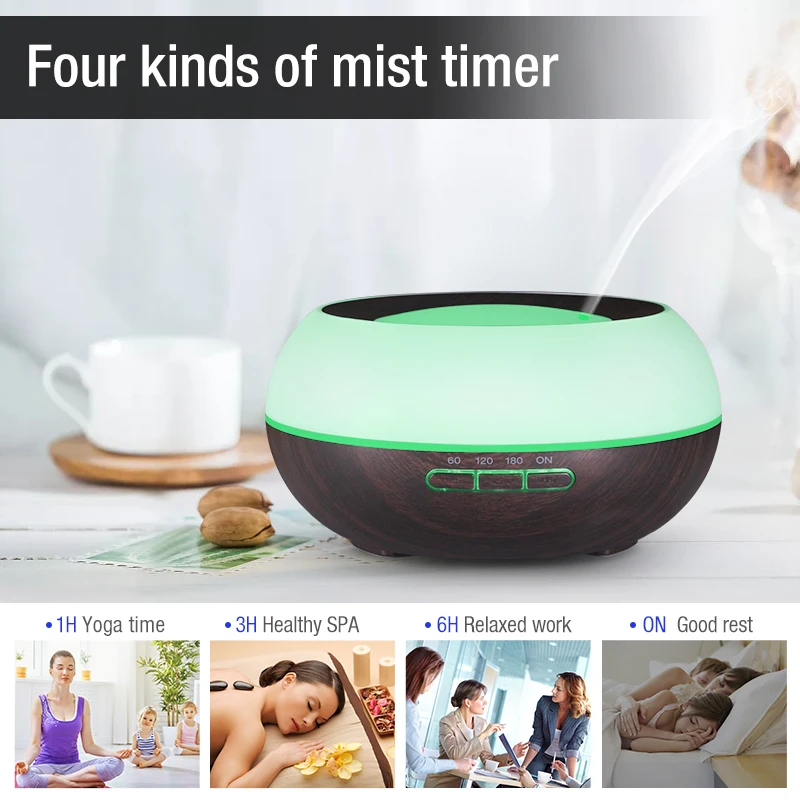 300ML Wood Ultrasonic Aroma Diffuser Humidifier Wood Essential Oil Diffuser Aromatherapy Diffuser