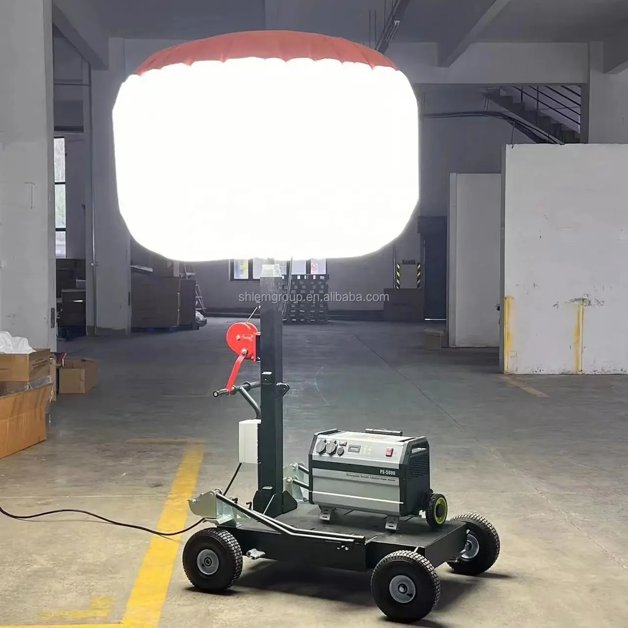 Outdoor & Work LED Hand Crank Mast LED 2400W Trolley Cart Balloon Light